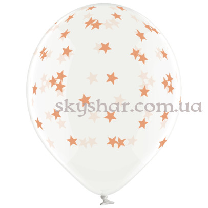 Гелиевые шары "Звезды розовое золото на прозрачном" (35 см)  – фото 1