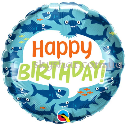 Фольгована кулька "Happy Birthday Прикольні акули" – фото 1