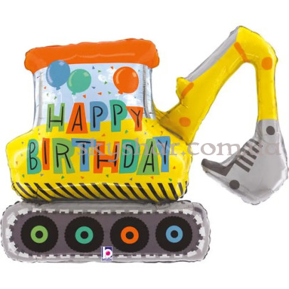 Фольгована кулька "Екскаватор Happy Birthday" – фото 1 Фольгована кулька "Екскаватор Happy Birthday" – фото 1