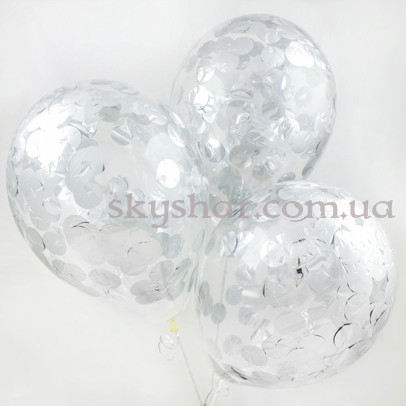 Кулька з конфетті "Срібні кола" – фото 1 Кулька з конфетті "Срібні кола" – фото 1