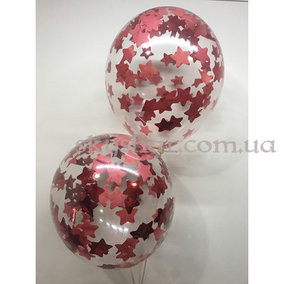 Шар с конфетти "Красные звезды" – фото 1