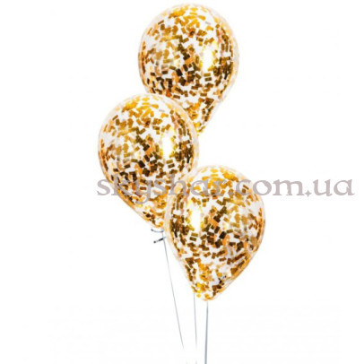 Кулька з конфетті "Золоті квадрати" – фото 1 Кулька з конфетті "Золоті квадрати" – фото 1