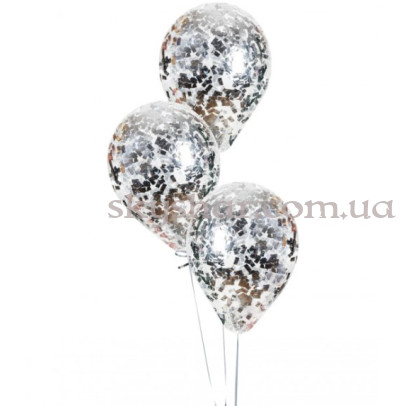 Кулька з конфетті "Срібні квадрати" – фото 1 Кулька з конфетті "Срібні квадрати" – фото 1