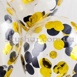 Шар с конфетти "Черно-золотые круги" – фото 2