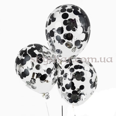 Кулька з конфетті "Чорно-срібні кола" – фото 1