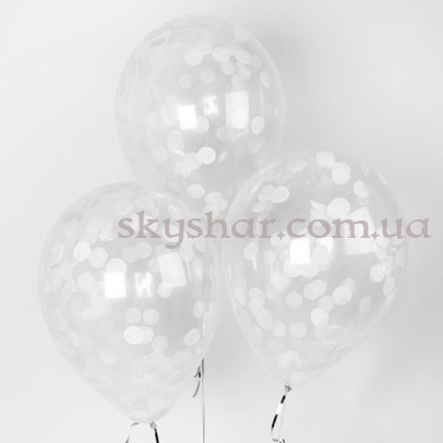 Кулька з конфетті "Білі кола" – фото 1 Кулька з конфетті "Білі кола" – фото 1