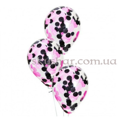 Кулька з конфетті "Чорно-рожеві кола" – фото 1