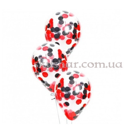 Кулька з конфетті "Червоно-чорні кола" – фото 1 Кулька з конфетті "Червоно-чорні кола" – фото 1
