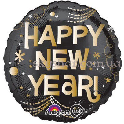 Кулька з гелієм "Новий Рік Зірки Золоті" – фото 1