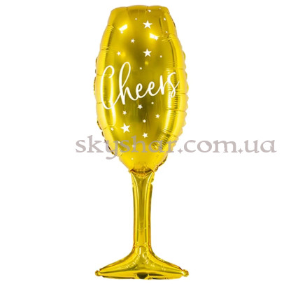 Фольгированный шар "Бокал Cheers золотистый" – фото 1 Фольгированный шар "Бокал Cheers золотистый" – фото 1