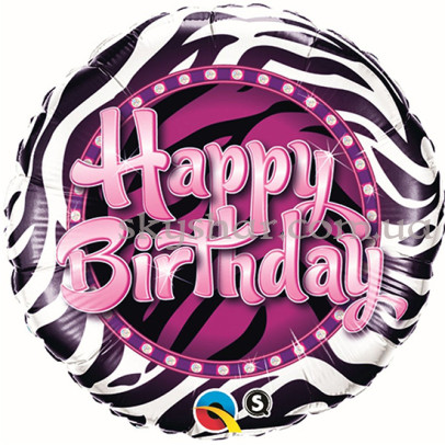 Фольгована кулька "Happy Birthday Візерунок Зебри" – фото 1 Фольгована кулька "Happy Birthday Візерунок Зебри" – фото 1