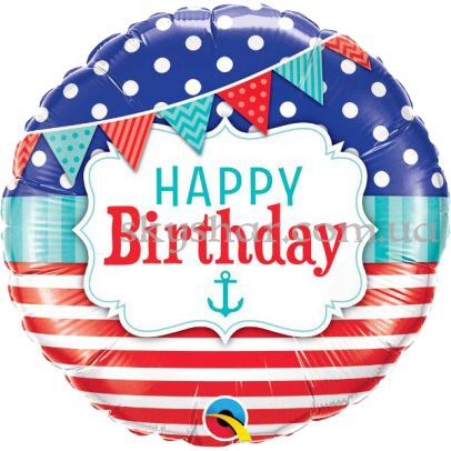 Фольгована кулька "Happy B-Day Морський флот" – фото 1