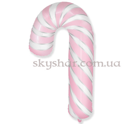 Фольгированный шар "Карамельная трость бело-розовая (Леденец)" – фото 1