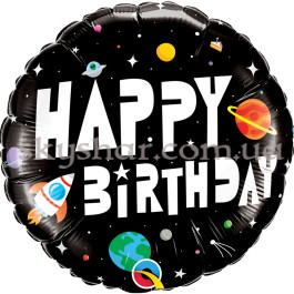 Опция Фольгированный шар "Happy B-Day Космос" – фото 1