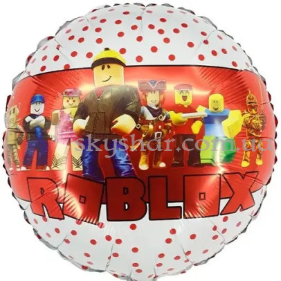 Фольгированный шар круг "Роблокс на красном (Roblox)" – фото 1