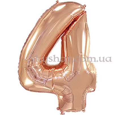 Фольгована цифра "4" Рожеве золото – фото 1 Фольгована цифра "4" Рожеве золото – фото 1