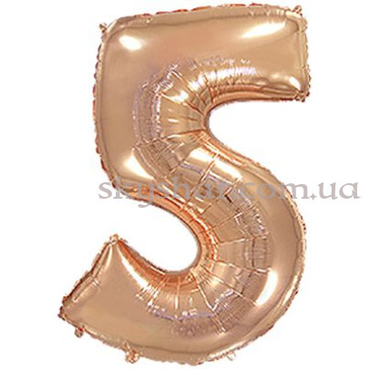 Фольгована цифра "5" Рожеве золото – фото 1