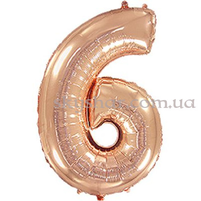 Фольгированная цифра "6" Розовое золото – фото 1