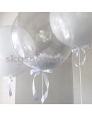 Шар Баблс с перьями белыми 61 см – фото 3