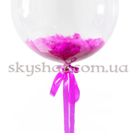 Опция Кулька Баблс з пір'ям малиновим 61 см – фото 5