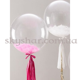 Опция Кулька Баблс з пір'ям і гірляндою тассел 61 см – фото 11