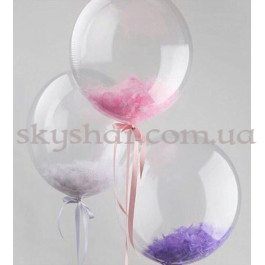 Опция Комплект із 3-х кульок Баблс з пір'ям 61 см – фото 1