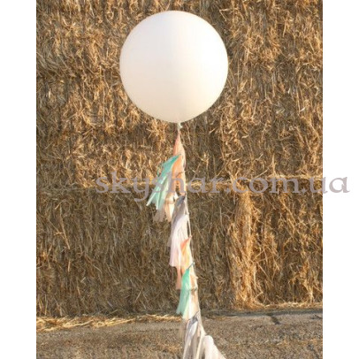 Велика біла кулька 70 см з гірляндою тассел – фото 1