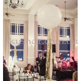 Большой белый шар 70 см с дождиком золото – фото 19