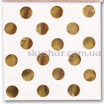 Салфетки Золотистый Горошек 33 см 6 шт. – фото 1 Салфетки Золотистый Горошек 33 см 6 шт. – фото 1
