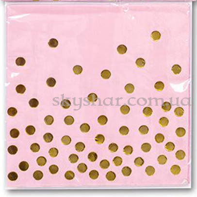 Салфетки Горошек золотой 33 см 6 шт. – фото 1