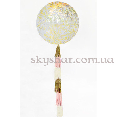 Кулька гігант з конфетті та  гірляндами тассел 80 см  – фото 1