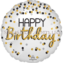 Опция Фольгована кулька "Happy Birthday Золотисте конфетті сатин" – фото 3 Опция Фольгована кулька "Happy Birthday Золотисте конфетті сатин" – фото 3