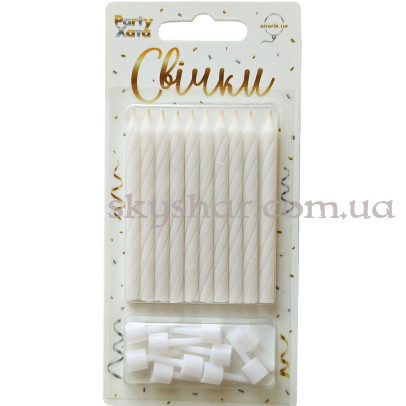 Свічки для торта з підставками "Білий пастель" 7 см 10 шт. – фото 1