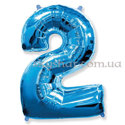 Фольгированная цифра "2" Синяя – фото 1
