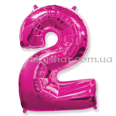 Фольгована цифра "2" Малинова – фото 1
