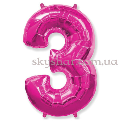Фольгована цифра "3" Малинова – фото 1