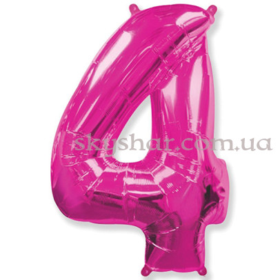 Фольгована цифра "4" Малинова – фото 1