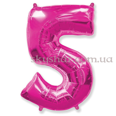 Фольгированная цифра "5" Малиновая – фото 1