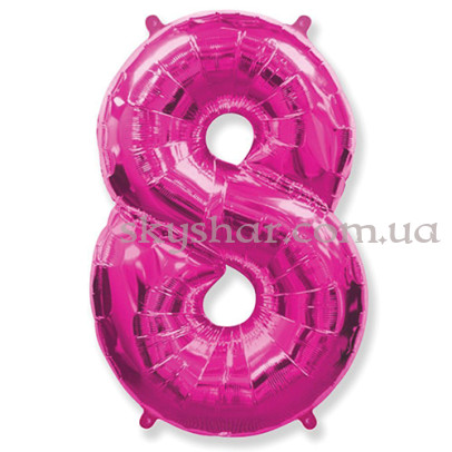 Фольгированная цифра "8" Малиновая – фото 1