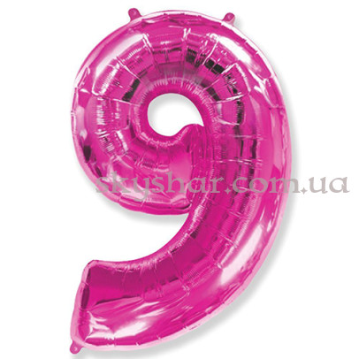 Фольгована цифра "9" Малинова – фото 1