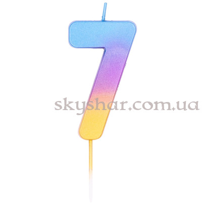 Свічка -цифра "7" Омбре райдужне – фото 1