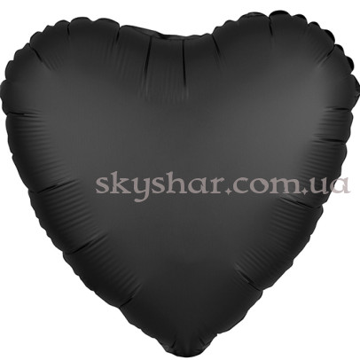 Фольгированный шар "Сердце черное Сатин" 46 см – фото 1