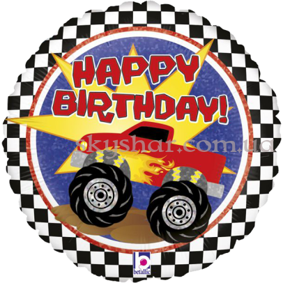 Фольгована кулька "Happy B-Day Машина Монстр" – фото 1