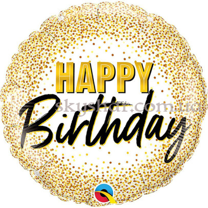 Фольгована кулька "Happy Birthday Конфетті з золота" – фото 1 Фольгована кулька "Happy Birthday Конфетті з золота" – фото 1