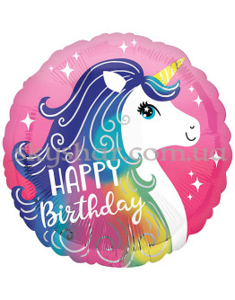 Опция Фольгована кулька коло "Happy B-Day Єдиноріг" – фото 1
