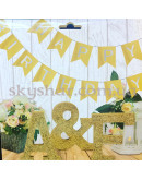 Гірлянда розтяжка "Happy Birthday" Золота – фото 2