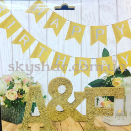 Опция Гірлянда розтяжка "Happy Birthday" Золота – фото 7