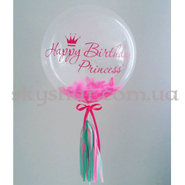 Опция Кулька Баблс з пір'ям з Вашим написом і  декором 61 см – фото 13