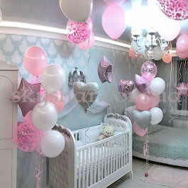 Опция Украшение комнаты на выписку из роддома для девочки "Розовая россыпь" – фото 3 Опция Украшение комнаты на выписку из роддома для девочки "Розовая россыпь" – фото 3