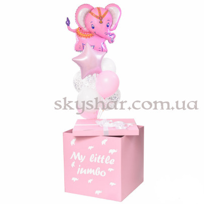 Коробка сюрприз с шарами "Розовый Слоник" – фото 1